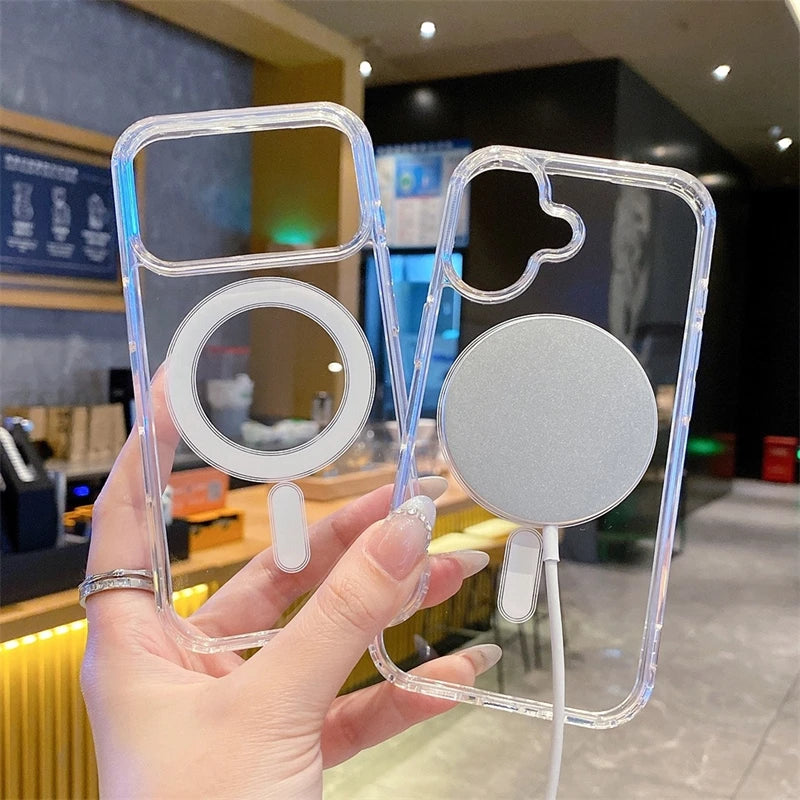 Magsafe Magnetic Phone Case For iphone 17 17Air  17 Pro 17 Pro Max Hard Transparent Back Cover