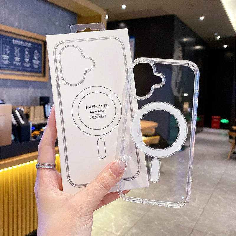 Magsafe Magnetic Phone Case For iphone 17 17Air  17 Pro 17 Pro Max Hard Transparent Back Cover