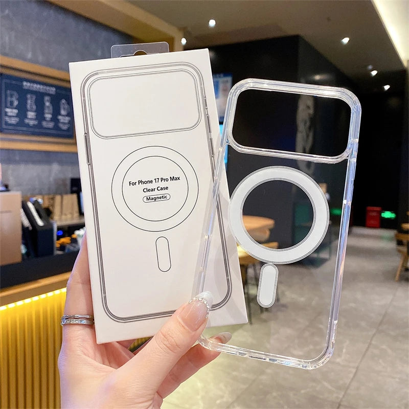 Magsafe Magnetic Phone Case For iphone 17 17Air  17 Pro 17 Pro Max Hard Transparent Back Cover