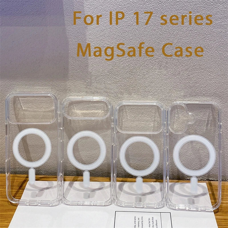 Magsafe Magnetic Phone Case For iphone 17 17Air  17 Pro 17 Pro Max Hard Transparent Back Cover