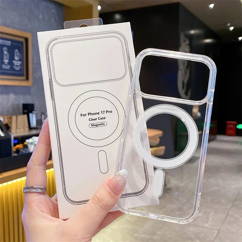 Magsafe Magnetic Phone Case For iphone 17 17Air  17 Pro 17 Pro Max Hard Transparent Back Cover